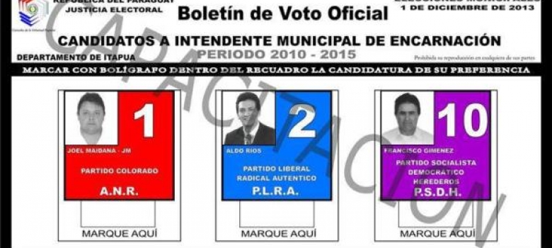Publican modelo de boletín de voto para elecciones municipales de Encarnación