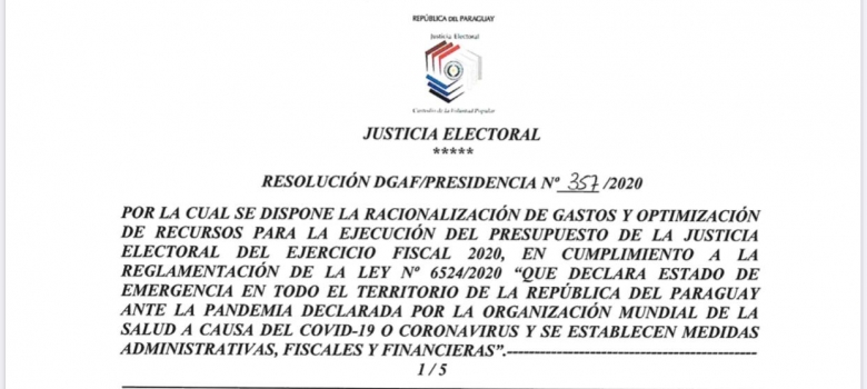 Presidencia del TSJE dispone racionalización de gastos del Presupuesto de la Justicia Electoral