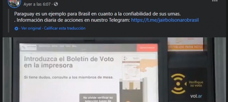 Presidente de Brasil destaca confiabilidad del sistema electoral paraguayo