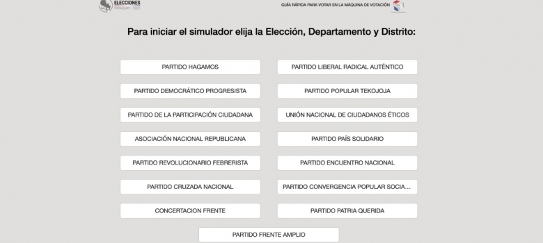 Simulador con precandidatos oficiales, disponible en página web de la Justicia Electoral