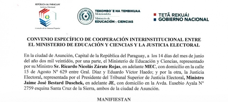 TSJE y MEC firman convenio de cooperación sobre pasantías educativas laborales