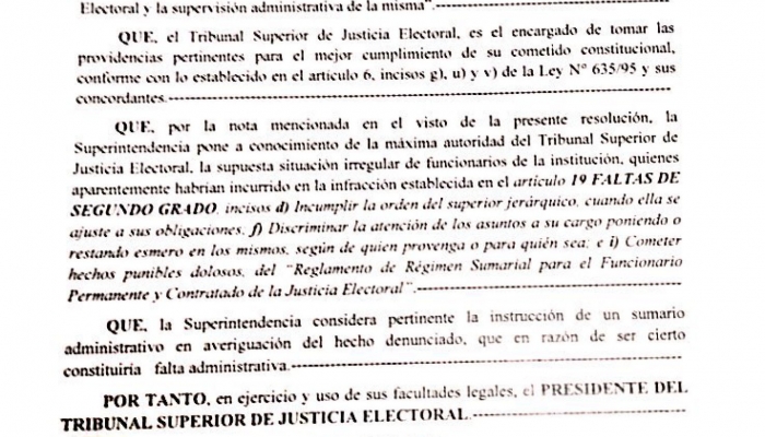 Justicia Electoral instruye sumario y presenta denuncia ante FiscalÃ­a	