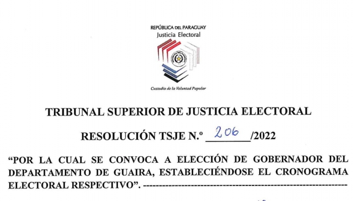 TSJE convoca a elecciÃ³n de nuevo gobernador del GuairÃ¡