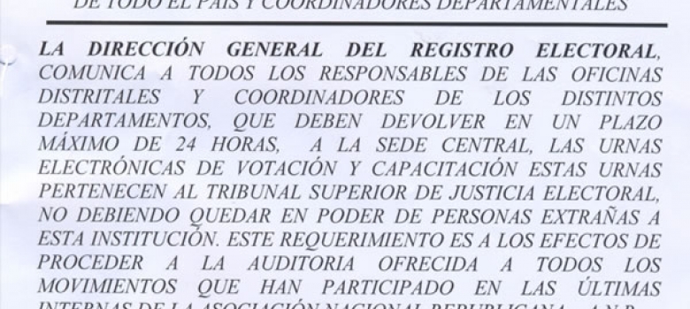 Dirección General del Registro Electoral. Circular D.G.R.E Nº 03/2006