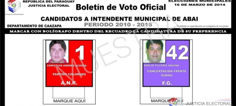 Hoy se realizan las elecciones municipales en Abaí