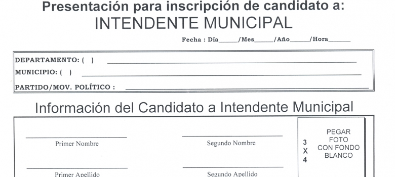 Formularios para Presentación y Aceptación de candidatos a Intendentes y Concejales 