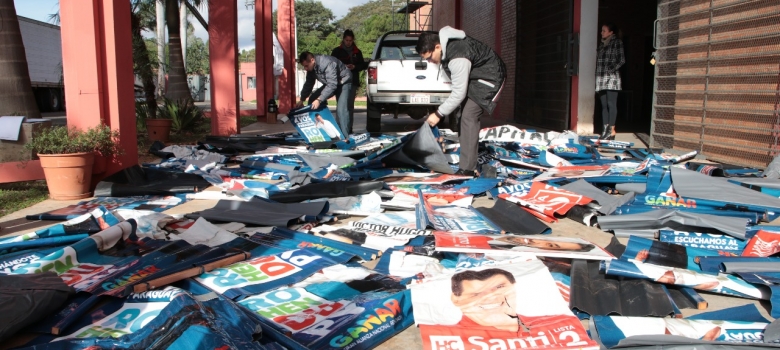 Fiscalía Electoral elimina carteles y pasacalles con propaganda electoral retirados durante proceso electoral