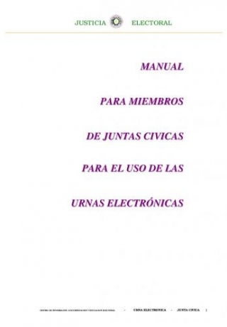 Libro Manual para Juntas Cívicas Urna Electrónica Elecciones Municipales 2001