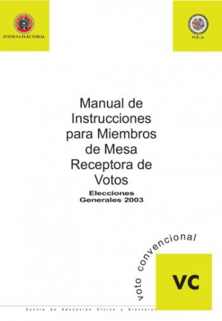 Libro Manual de instruciones para Miembros de Mesa: Voto Convencional