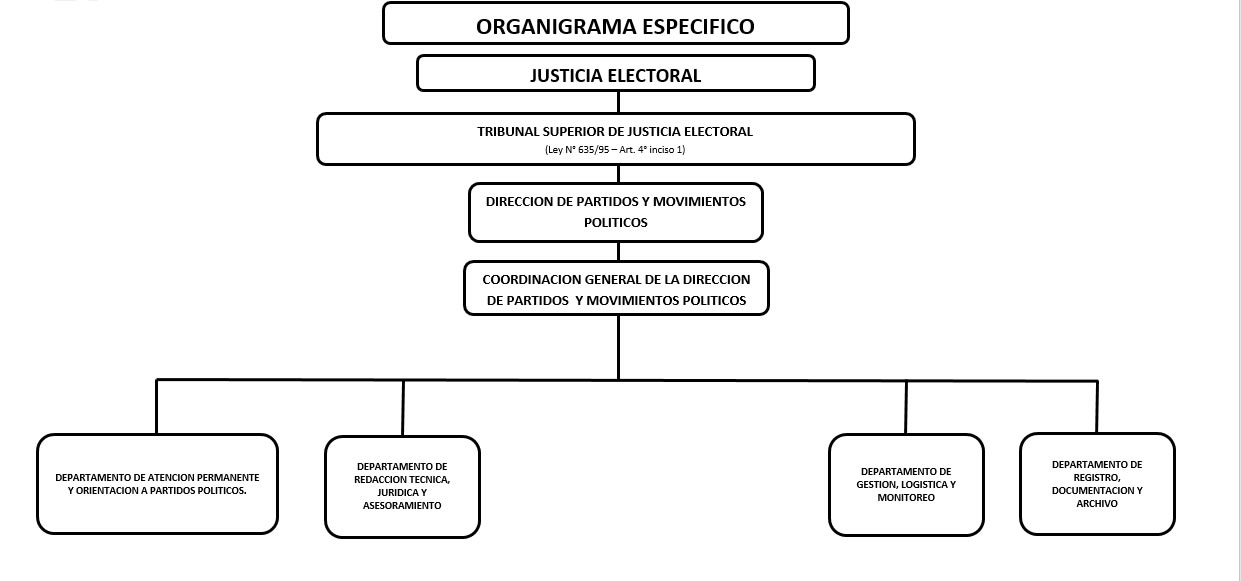 Organigrama de la Dirección de Partidos y Movimientos Políticos de la Justicia Electoral